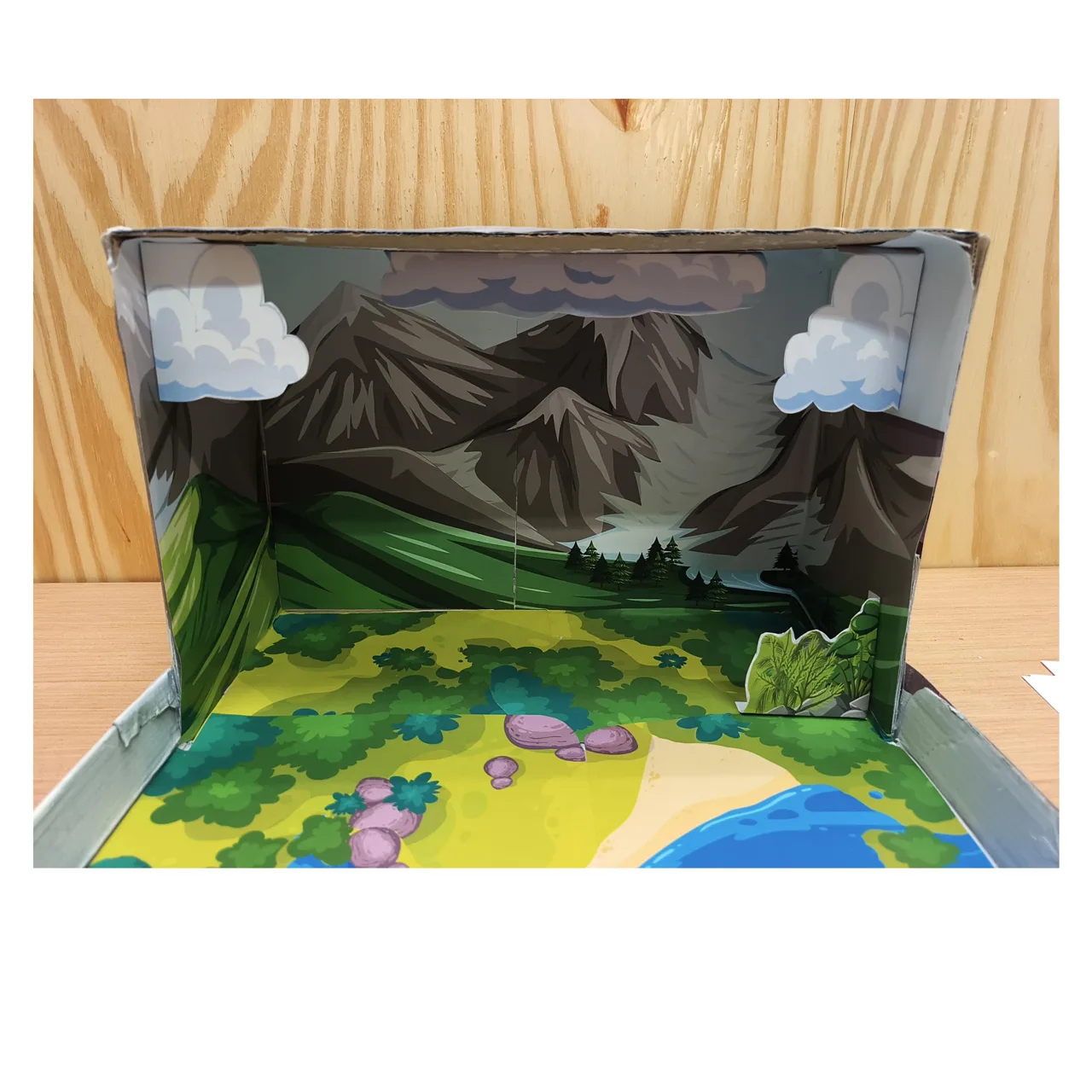 Clouds and greenery added to the water cycle model background